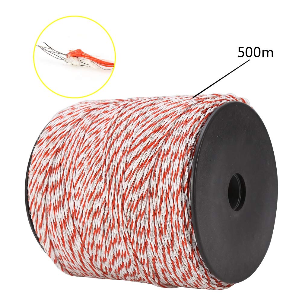 Electric Fence Wire, Electric Livestock Fence Wire, Red and White, Multi-Strand for Electric Livestock Fencing, Keeps Animals in Place