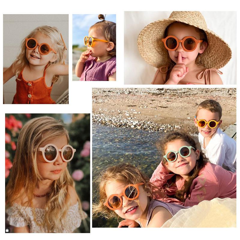 High Quality Durable High Quality Free shipping children's color round frame light PC cute small face sunglasses