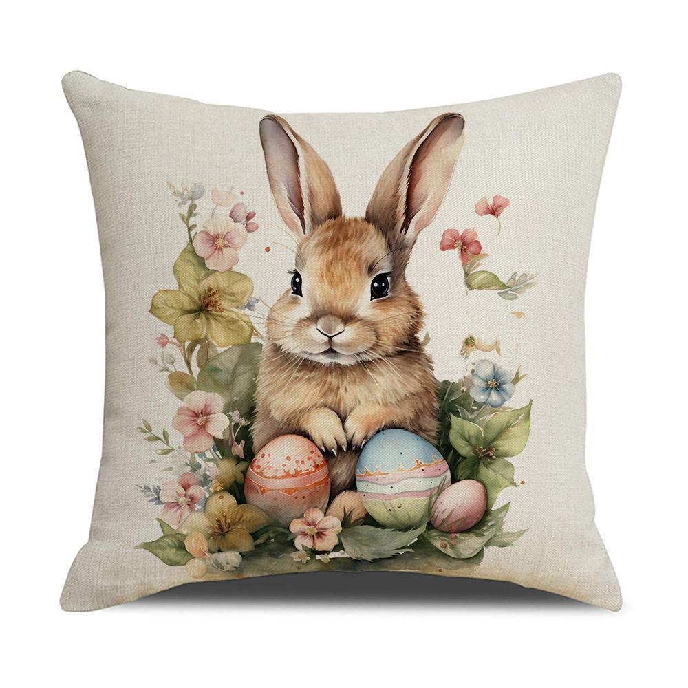 New Easter Pillowcase Country Cartoon Rabbit Easter Egg Pillowcase Sofa Cushion Pillowcase