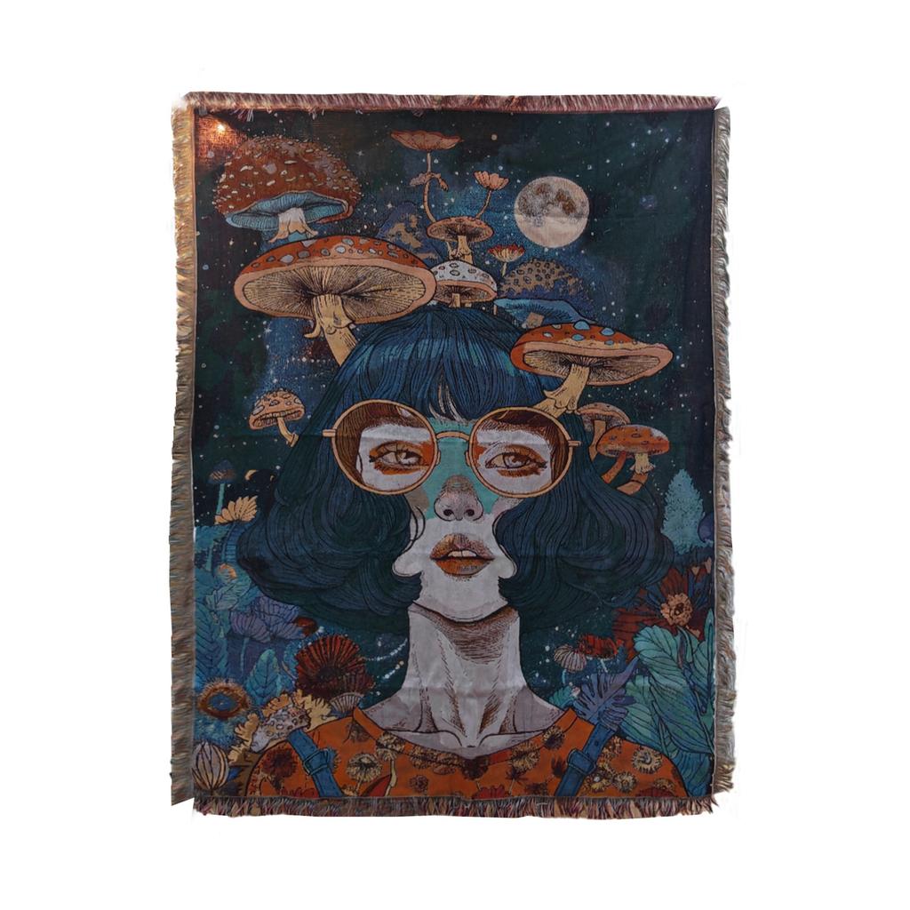 Psychedelic Boho Sofa Blanket Home Decor Bed End Cover Outdoor Camping Blanket Abstract Aesthetic Wall Hanging For Bedroom