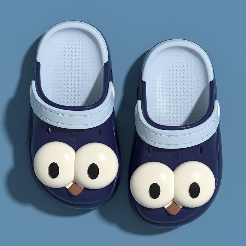 

EVA двухцветные детские шлепанцы с большими глазами и отверстиями, летние, для дома, нескользящие, сандалии для девочки 20 yards [inner length 19CM]