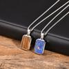 Vnox Simple Geometric Pendant Necklaces For Men Women, Stainless Steel Rectangle Pendant, Natural Stone Collar With Box Chain