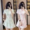 2026 Chinese Style Qipao Two-Piece: Short Sleeve Top & Shorts Set
