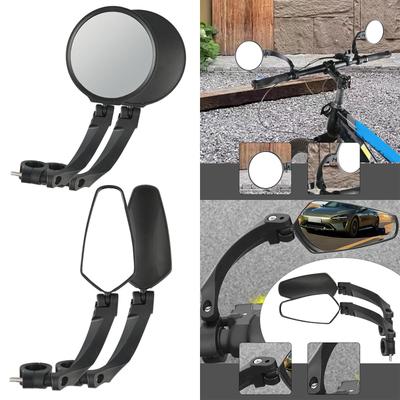 2 Pieces Bicycle Mirror Accessories Sturdy 360 Degree Rotatable for 2-2.4cm Diameter Handlebar Bicycle Rearview Mirror Black