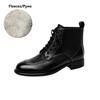 Fashion NEW Autumn/Winter Women Boots Genuine Leather Shoes for Women Round Toe Chunky Heel Shoes Lace-up Ankle Boots Black Modern Boots