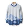 Men's High-End Pure Wool Patchwork Sweater - Winter Round Neck Cashmere Knit, New Style Base Layer