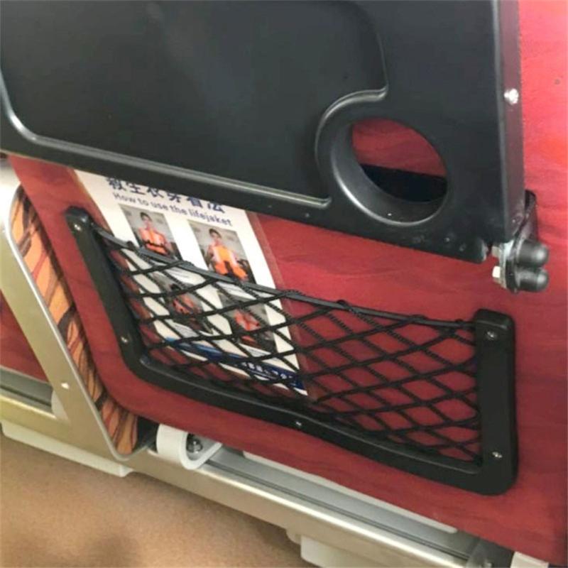 Automotive Seat Mounted Storage Net Ventilated Designs Accommodates Books Water Bottles Installation Hardware Included