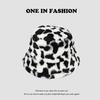 Fashionable Women's Vintage Korean Style Bucket Hat Zebra Leopard Print Plush Thickened Warm Versatile for Autumn Winter