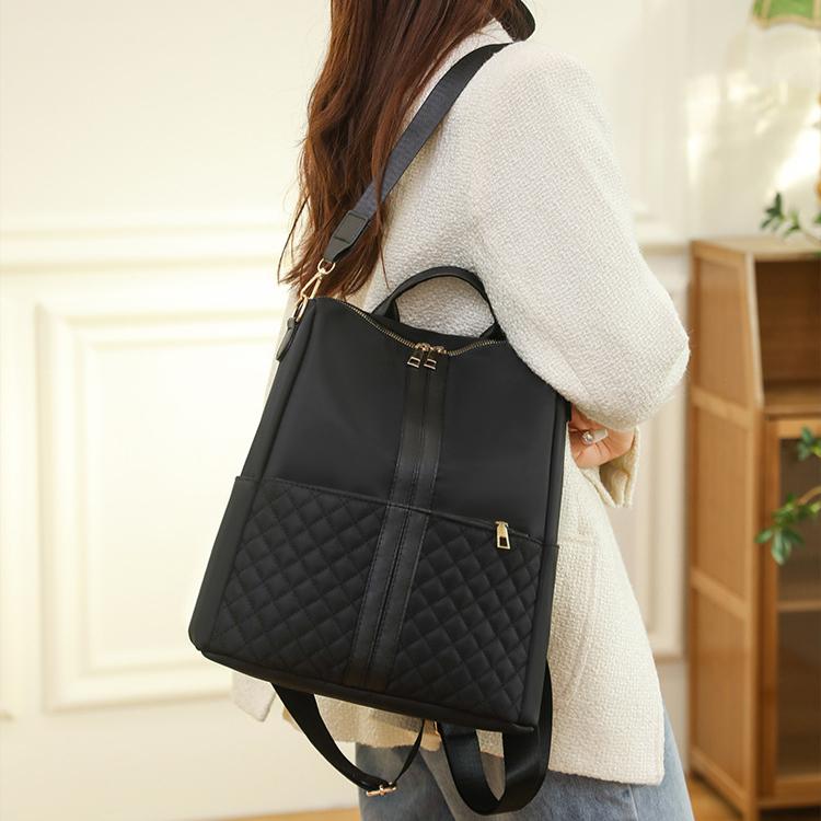 Backpack Women's New Trendy Oxford Cloth Small Backpack Women's Nylon Diamond Grid Car Stitching Fashionable Backpack
