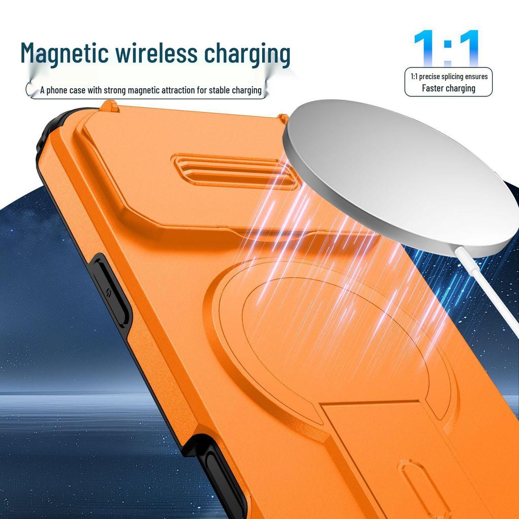 Magnetic Stand iPhone 17 Pro Max Case with Push-Window & Apple 16 Anti-Fall Protection