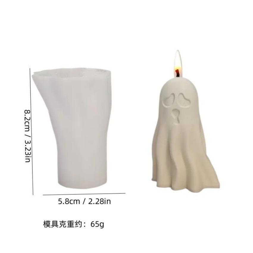 Stampo per Candela Zucca Fantasma Fai da Te Fatto a Mano Halloween Creativo Mostro Carino Gesso Cemento Stampo in Silicone 3D Artigianato Profumato Ornamenti