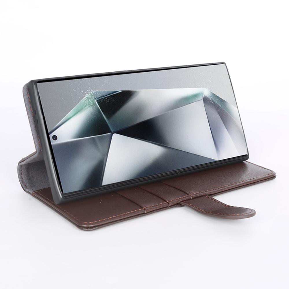 For Samsung Galaxy S24 Ultra Case Genuine Split Leather Phone Cover with Wallet Stand