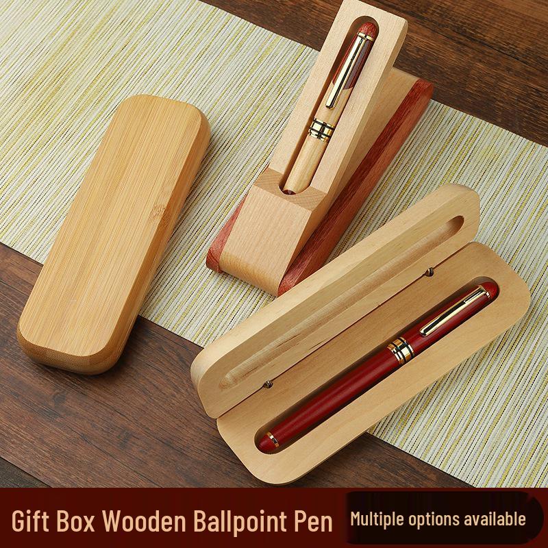 Wooden Metal Ballpoint & Bamboo Fountain Pen - Retro Colorblock, High-End Refill, Ideal for Business or Student Gifts