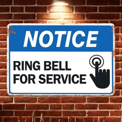 Vintage Metal Sign Ring Bell 12x8 Inch Retro Wall Decor for Kitchen Bar Pub Restaurant Indoor Outdoor Hanging Plaque