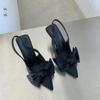 Damen High Heels Rote Spitze Dünner Absatz Ein-Riemen Mittlerer Absatz Taschen-Kopf Damen Schuhe Neujahr Neue Ausländischer Stil Sommer Einzelne Schuhe