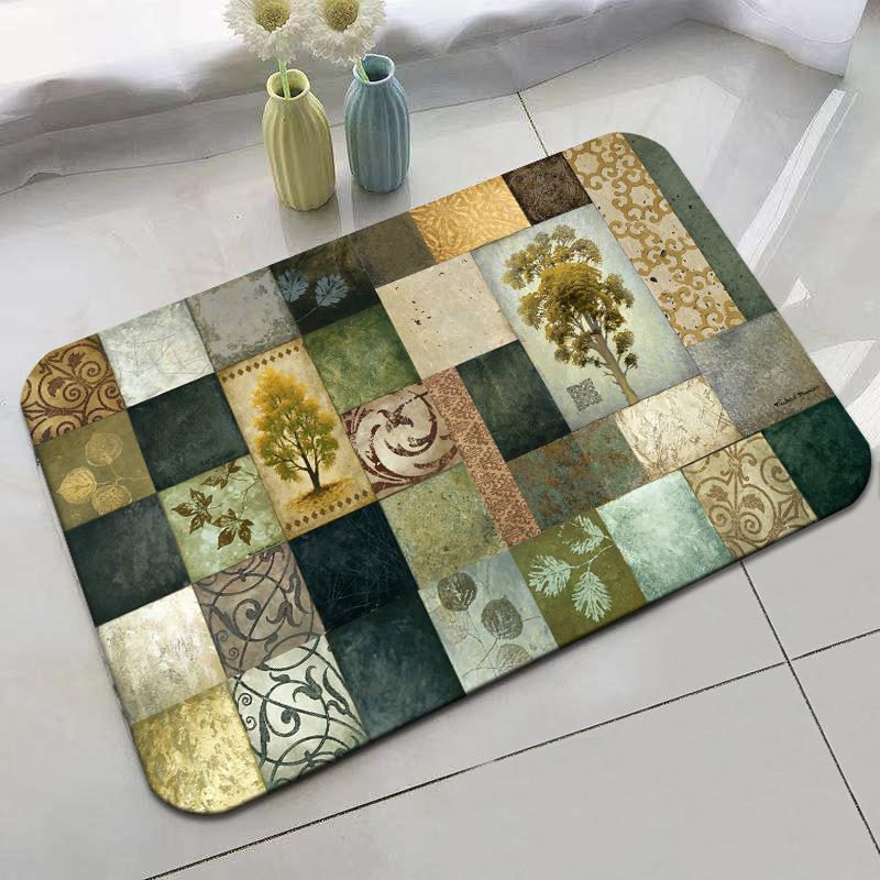 Retro Rural Style Floor Mat Entrance Mat Bathroom Door Mat Absorbent Carpet Living Room Coffee Table Mat
