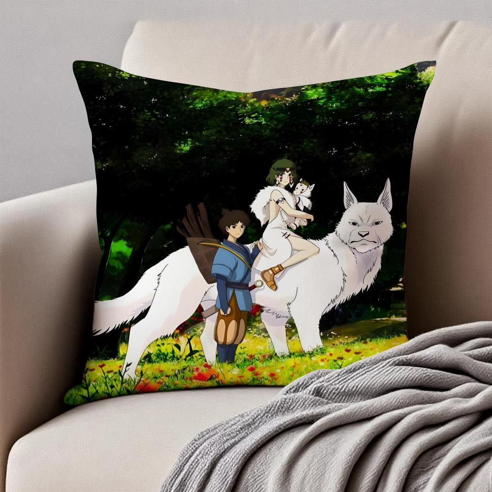 Fantasy Japanischer Anime Prinzessin Mononoke Kissenbezug Staubmilbenresistent Unsichtbarer Reißverschluss Kurzer Plüsch Sofakissen