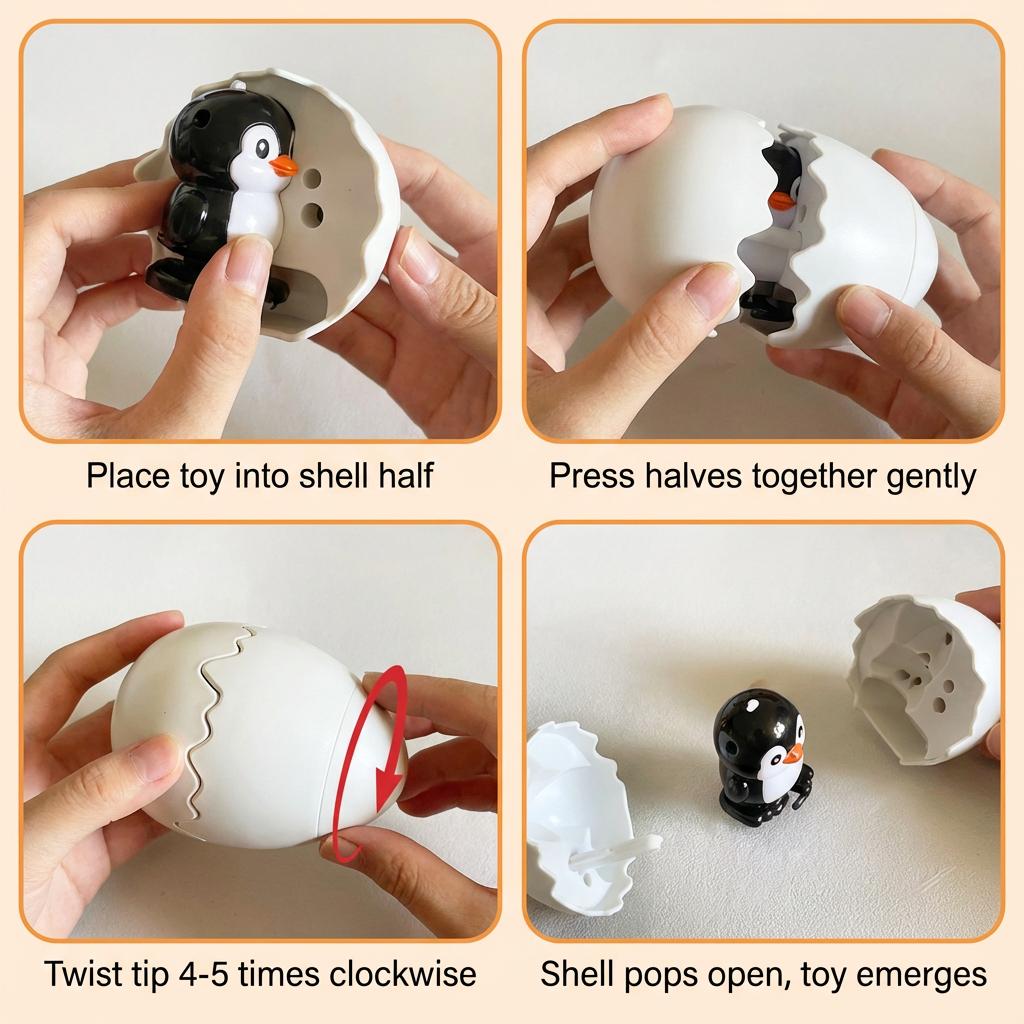 Cute Animal Bouncing Egg Wind-Up Toy, Funny Jumping Chick Dinosaur Capybara Penguin Clockwork Toy for Kids, Stress Relief