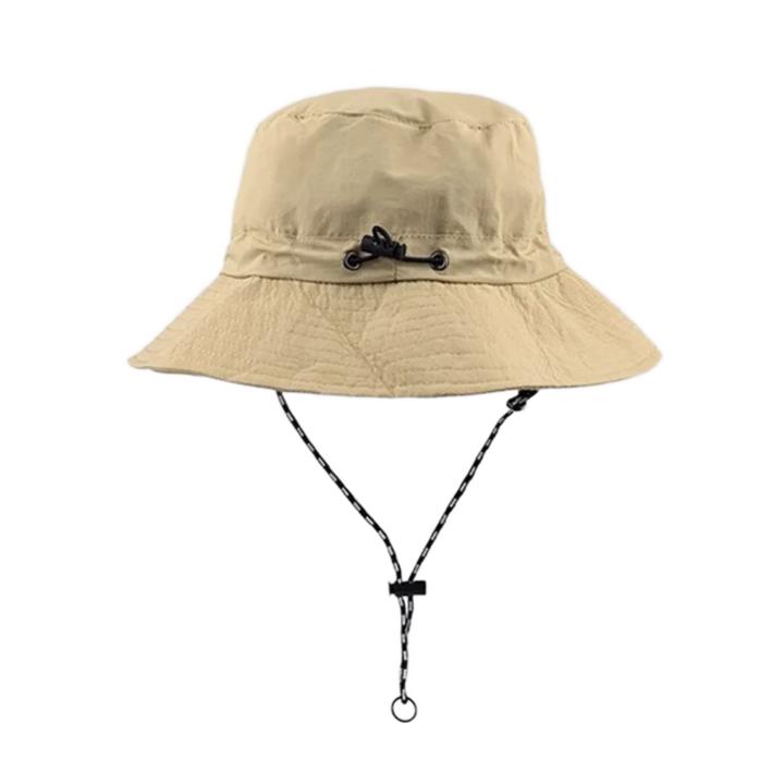 Summer Sun Protection Waterproof Quick Dry Foldable Unisex Bucket Hat Windproof Rope Fisherman Hat for Women Men