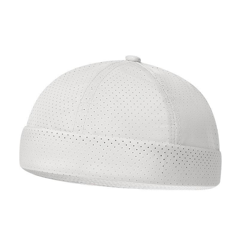 Retro Brimless Docker Cap Quick Drying Adjustable Mesh Hat For Women Men Summer Solid Color Breathable Skullcap