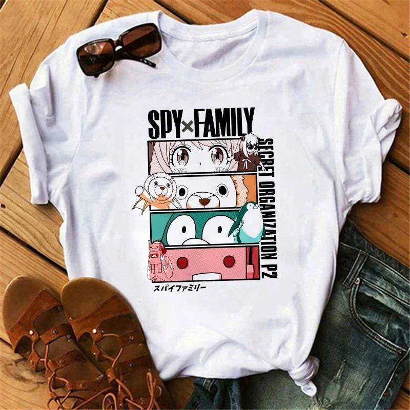 Anime Spy X Family Tişört Kadın Japon Harajuku Modası Kısa Kollu Tişörtler Yazlık Üstler Kawaii O Yaka Kadın Tişört Üst Unisex