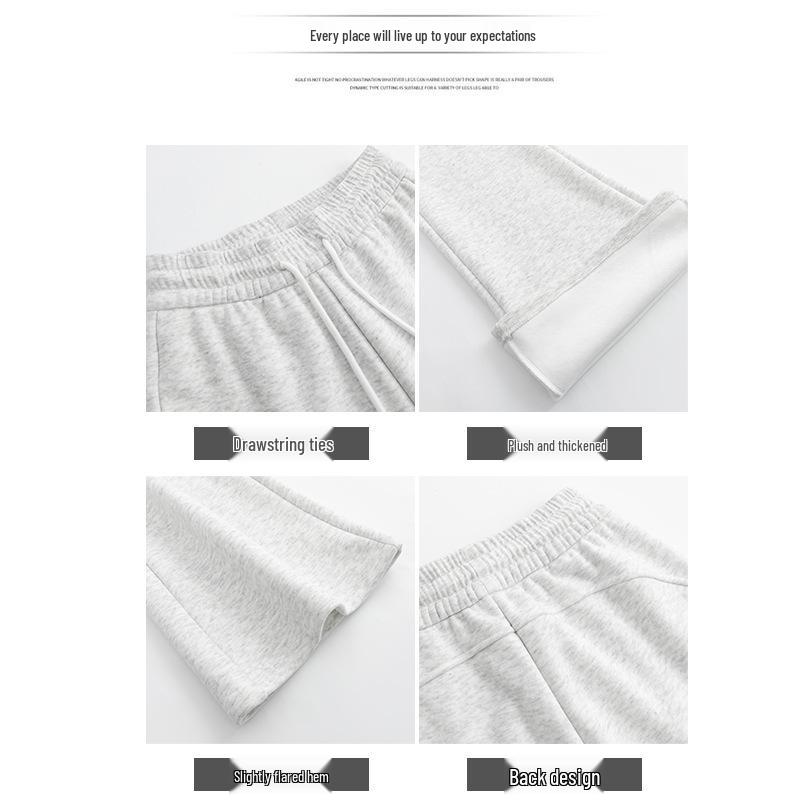 Women's Fleece-Lined Micro-Flared Grey Tall Sports Yoga Pants - 2024 Autumn/Winter Collection