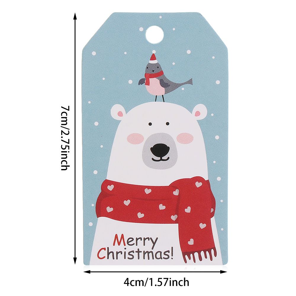 50PCS Christmas Paper Gift Label Tag with 10m Rope Santa Claus Snowflake Xmas Gift Candy Packaging Label Kraft Paper Tags