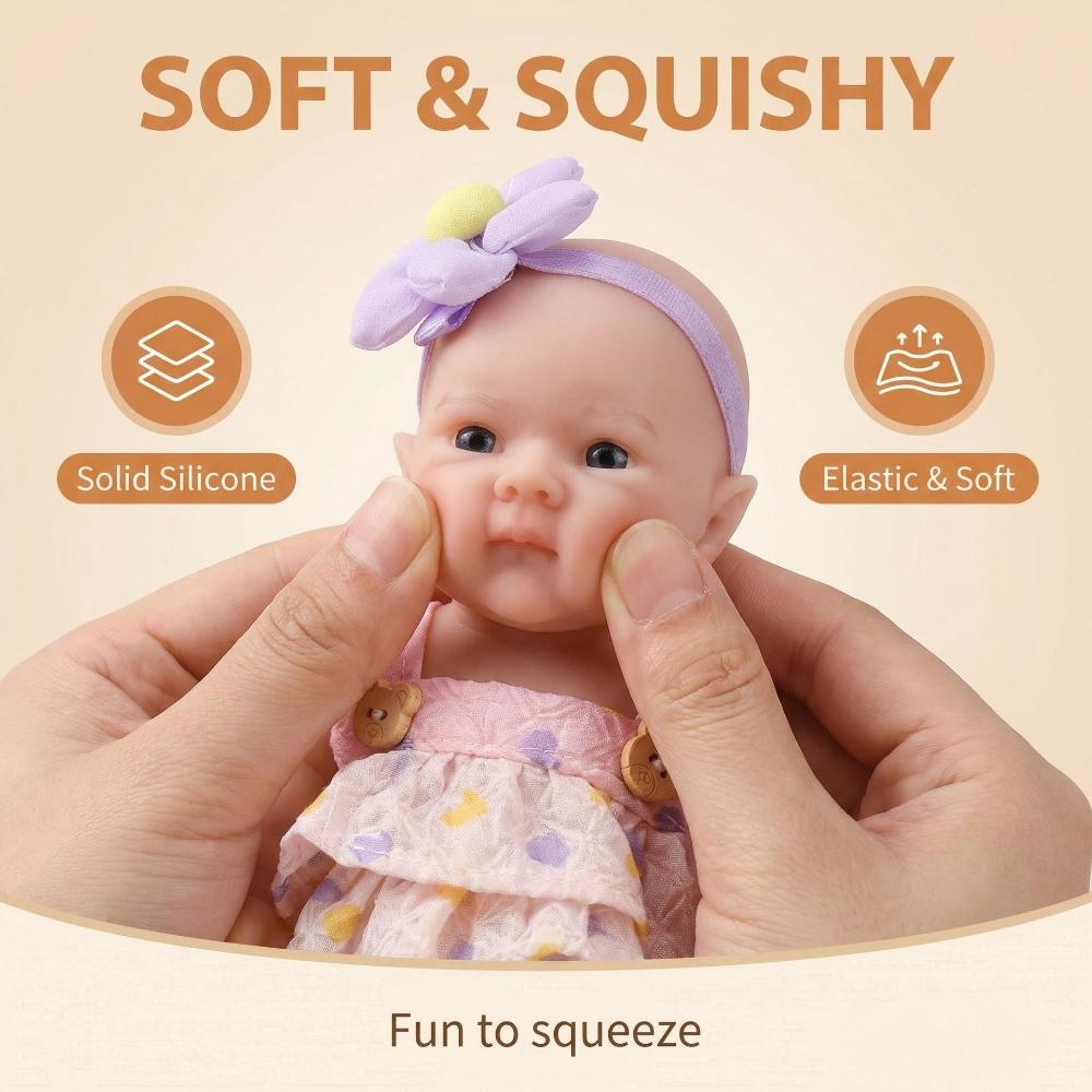 8 Inch Elastic Solid Pure Silicone Reborn Babies Doll Bettie Soft Stretchable Limbs Simulation Doll Truth Like Mini Toy Baby Dolls for Kids Xmas Gifts