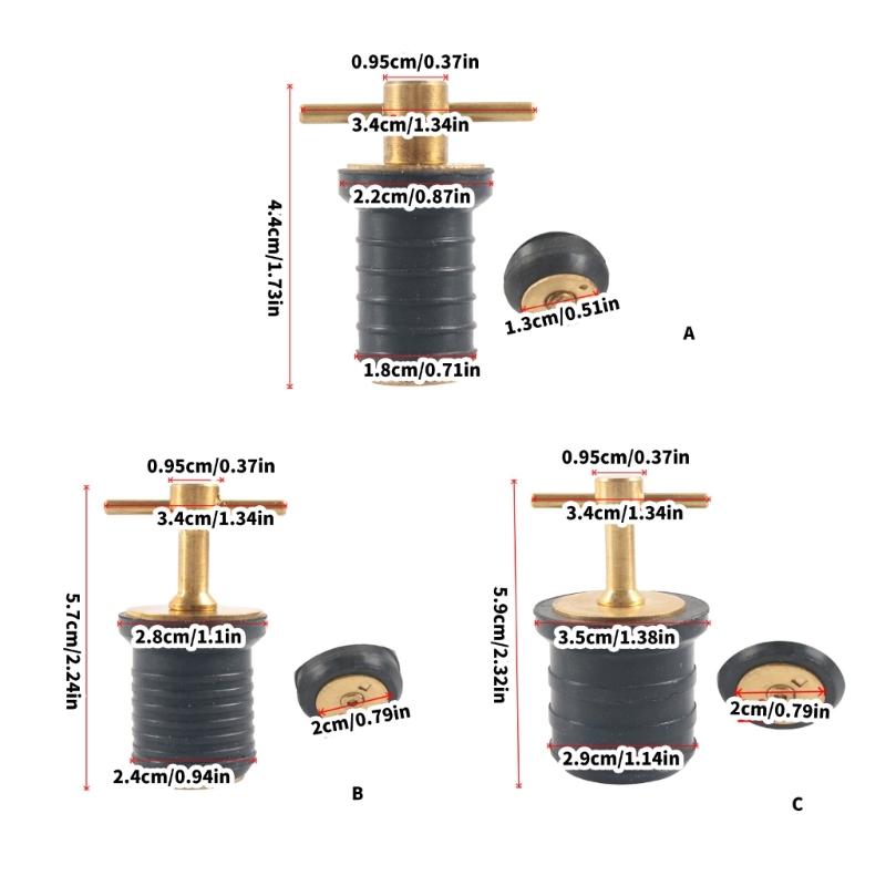 Heavy Duty Vessels Boat Deck Drain Cover 3/4 Inch Brass Rubber Plug Leak Proof Suitable For Ships Secure Water Sealing