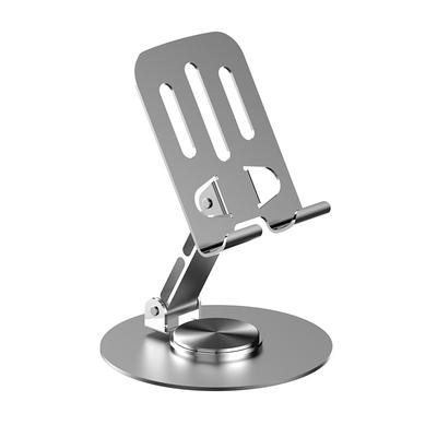Suporte ajustável para celular para mesa, rotação de 360°, multiângulo, base de metal antiderrapante, dobrável e portátil, suporte para celular