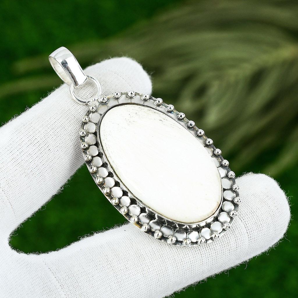 Gift For Women Jewelry Pendant 925 Sterling Silver Natural Scolecite Gemstone