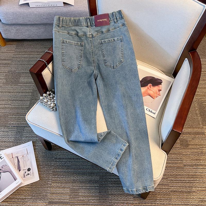Plus Size Women's High Waist Denim Pants - Slimming, Casual, Loose Fit 