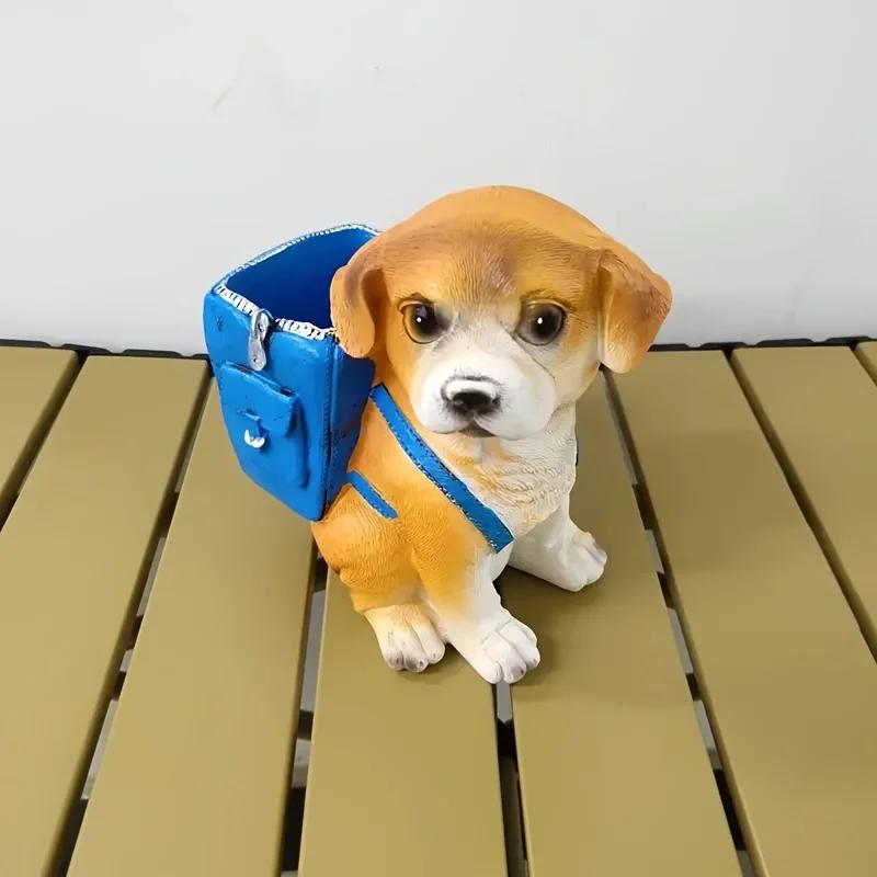 1pc Dog-Shaped Desk Organizer, ABS Material, Backpack Design, Creative, Polished Finish, Portable, Unique, with Pen Holder
