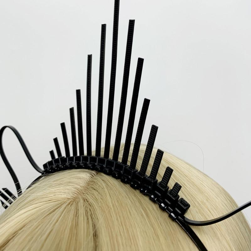 Dark Headband Angel Crown Headband Bridal Tiaras Divine Princess Headpiece Hair Hoop Baroque Spiked Tiaras