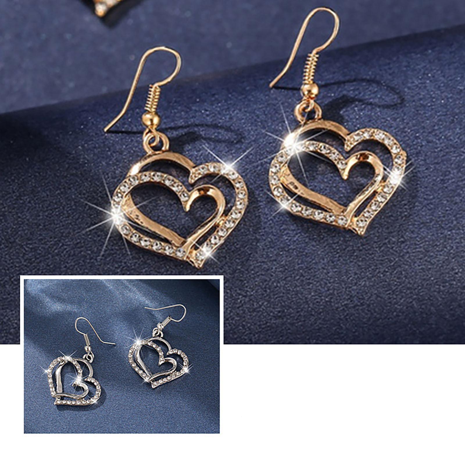 

Модный двойной любовь, роскошный прохладный ветер, золотой, желтый, двухцветный, изысканный браслет, ожерелье, серьги, комплект, подарок One Size золотой