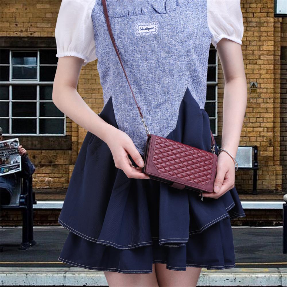 Luxuriöse Lederhülle mit Reißverschluss für iPhone 14 13 12 11 Pro XS Max X XR 7 8 Plus SE 2 3 Kartensteckplatzhalter Crossbody Wallet Handyhülle