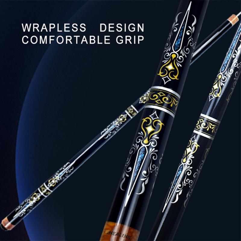 Healing CUE- Kohlefaser Billard Queue Schwarze Technologie Geringe Ablenkung Billard, 12,4mm, 147cm, 19-20OZ Billard Queue Stick