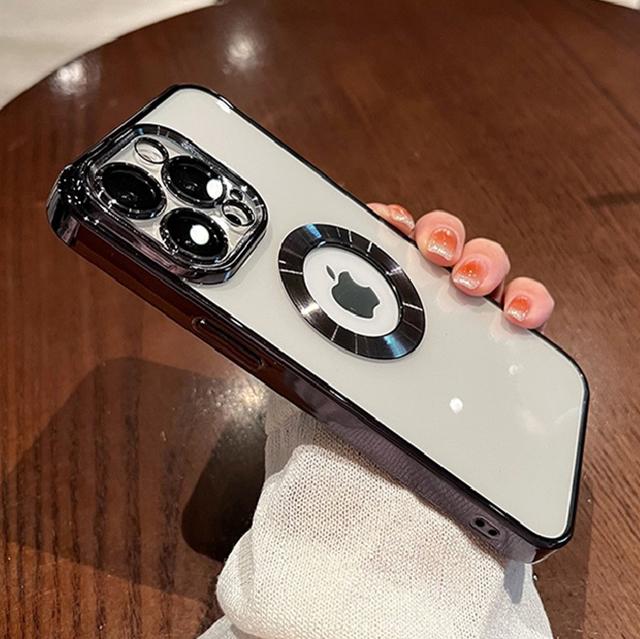 Luksusowe Platerowane Etui z Logo z Otworem, Puste, na iPhone 14 13 11 12 Pro Xr X Xs Max 7 8 Plus Se3, Miękkie Przezroczyste Odporne na Wstrząsy