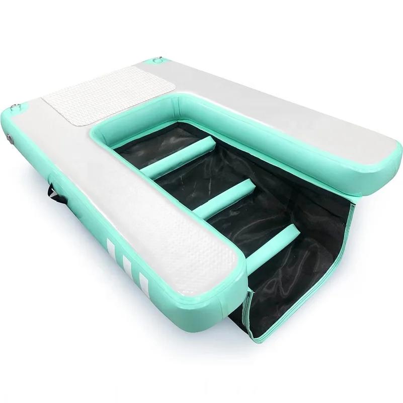 Luxury Large Inflatable Dog Water Ramp High Stability Non-Slip EVA Platform Dog Pool Boat Water Ladder Wholesale синий