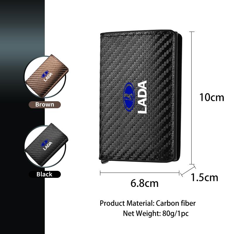 Carbon Fiber Pattern Auto Pop-up Card Case Bank Cardholder For Lada Priora Sedan Sport Granta Vesta Niva o Largus Vaz Samara 2111