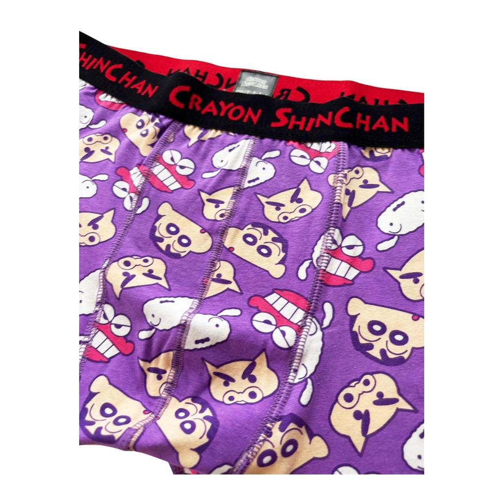 Small Planet Crayon Boxer Briefs with PU Face Design Shin-chan Men's (Size L)