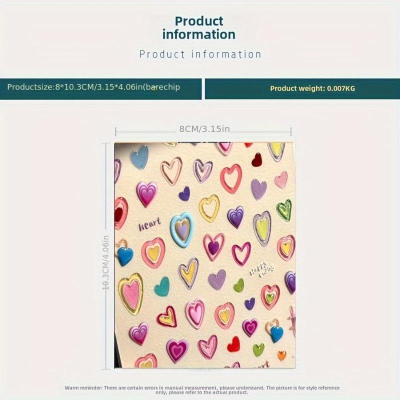 Błyszczące naklejki 5D na paznokcie w kształcie serca samoprzylepne, do dekoracji DIY manicure i pedicure