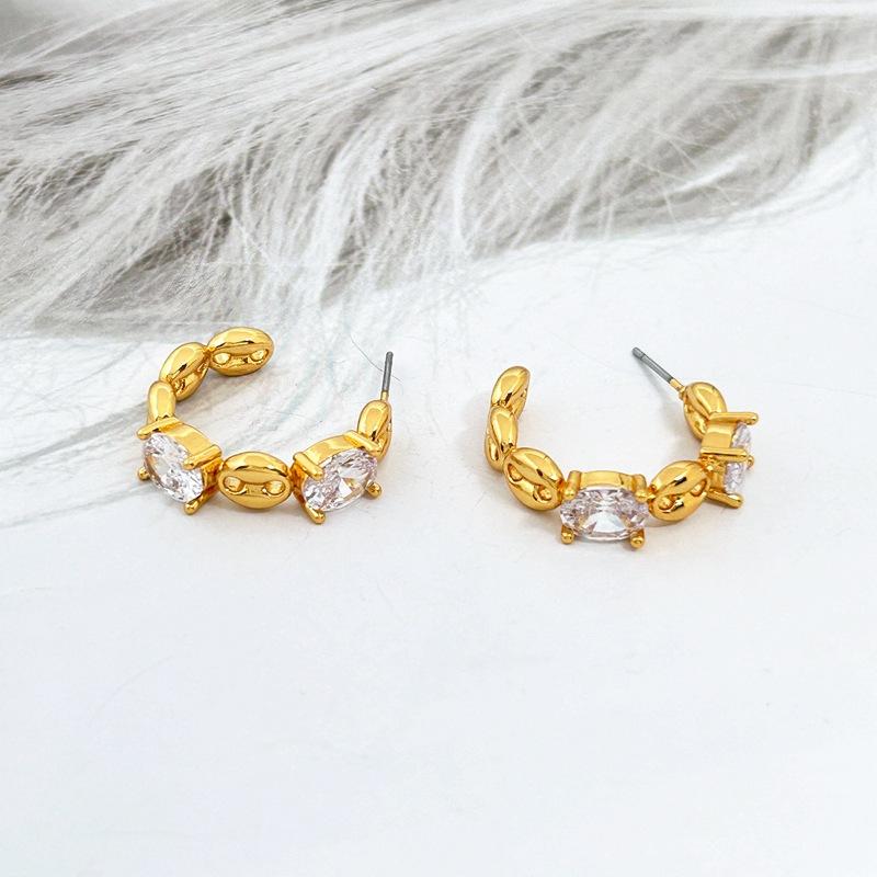 

Manufacturer S Supply Fashion Micro-Inlaid Zircon Earrings Niche Design Spot Women