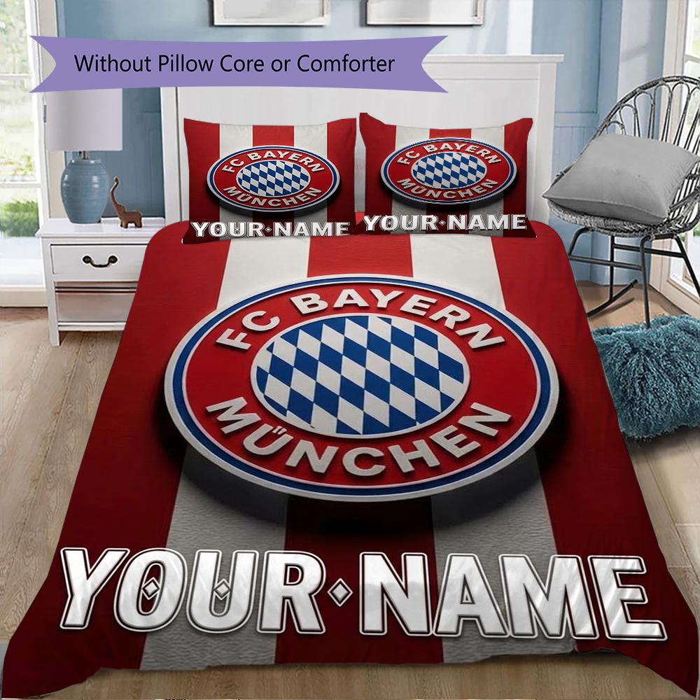 Custom Name Bayern Munich Pattern Bedding uilt Set uilt Cover Pillowcase Home Decoration Birthday Gift (1*duvet cover+2*pillowcase without core)