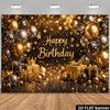 2D Sparkly Black and Gold Birthday Celebration Photography Background
