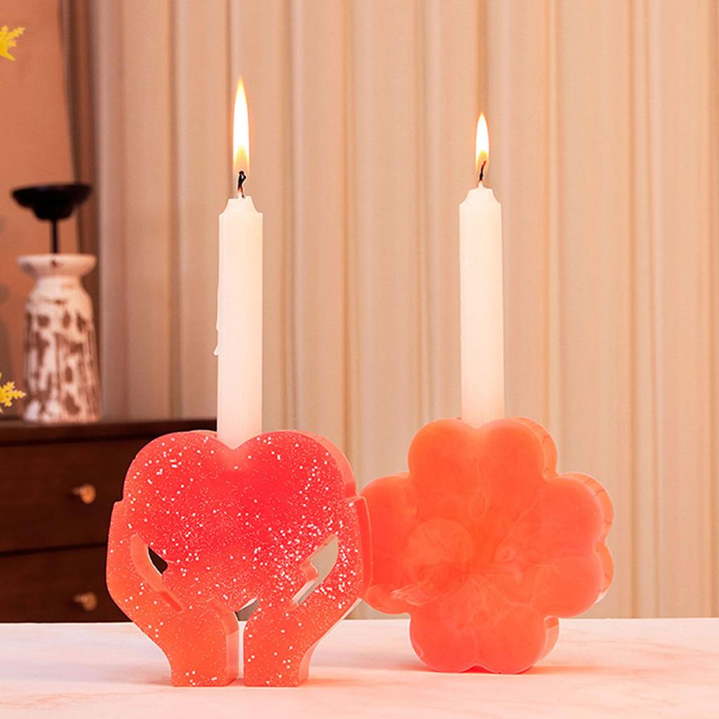 Epoxy Candlestick Silicone Mold Candle Base Mould Heart Shaped Candle Holder Molds Ornaments Home Decorations Mould