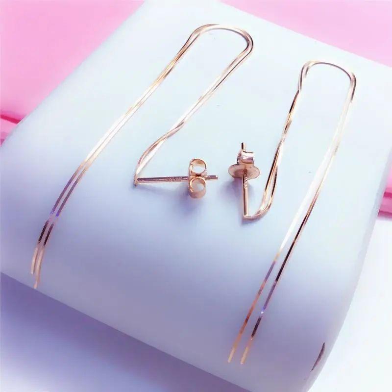 Exquisite Russian Purple Gold Fringed Long Earphones, Simple Retro High-End Sense, Exquisite Temperament Rose Gold-Plated Earrings.