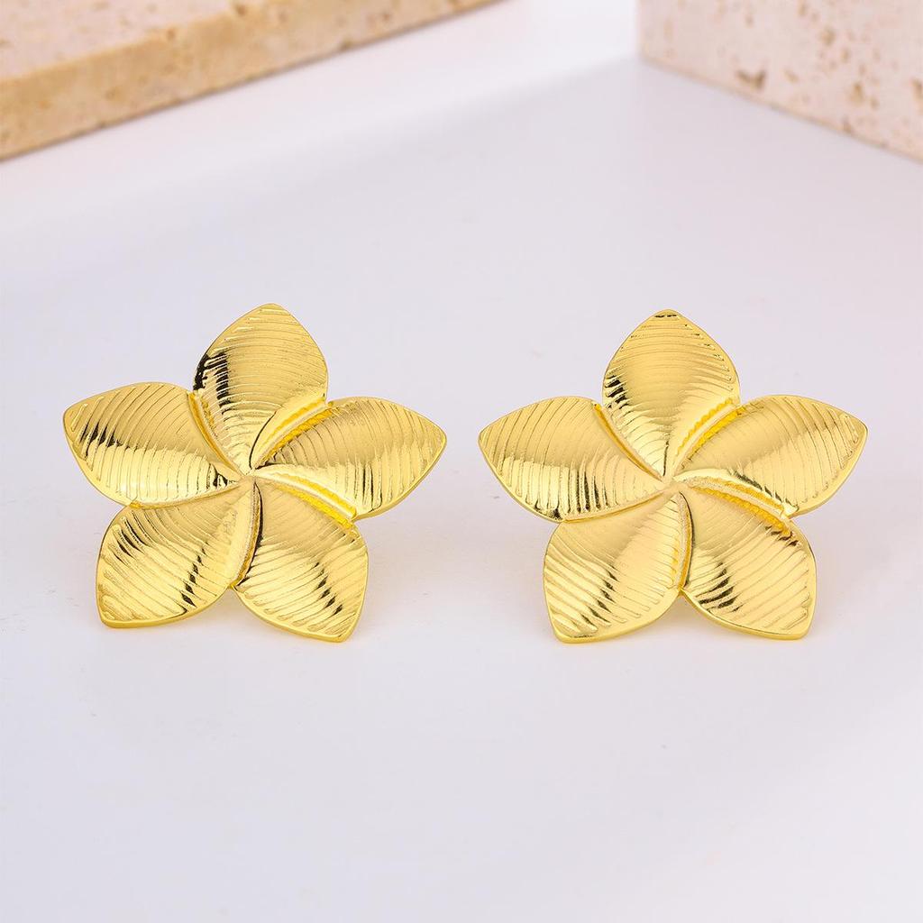 18K Gold Plated Titanium Steel Earrings with Butterfly, Flower, and Bowknot Designs