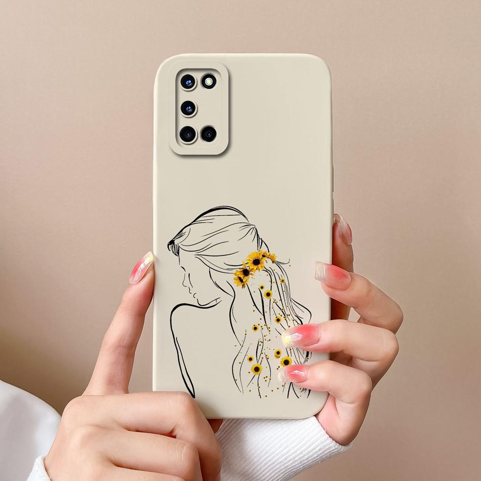 For Oppo A52 A72 A92 Case Butterfly Heart Simple Back Cover Soft Liquid Silicone Funda Camera Protection Anti Drop Phone Housing
