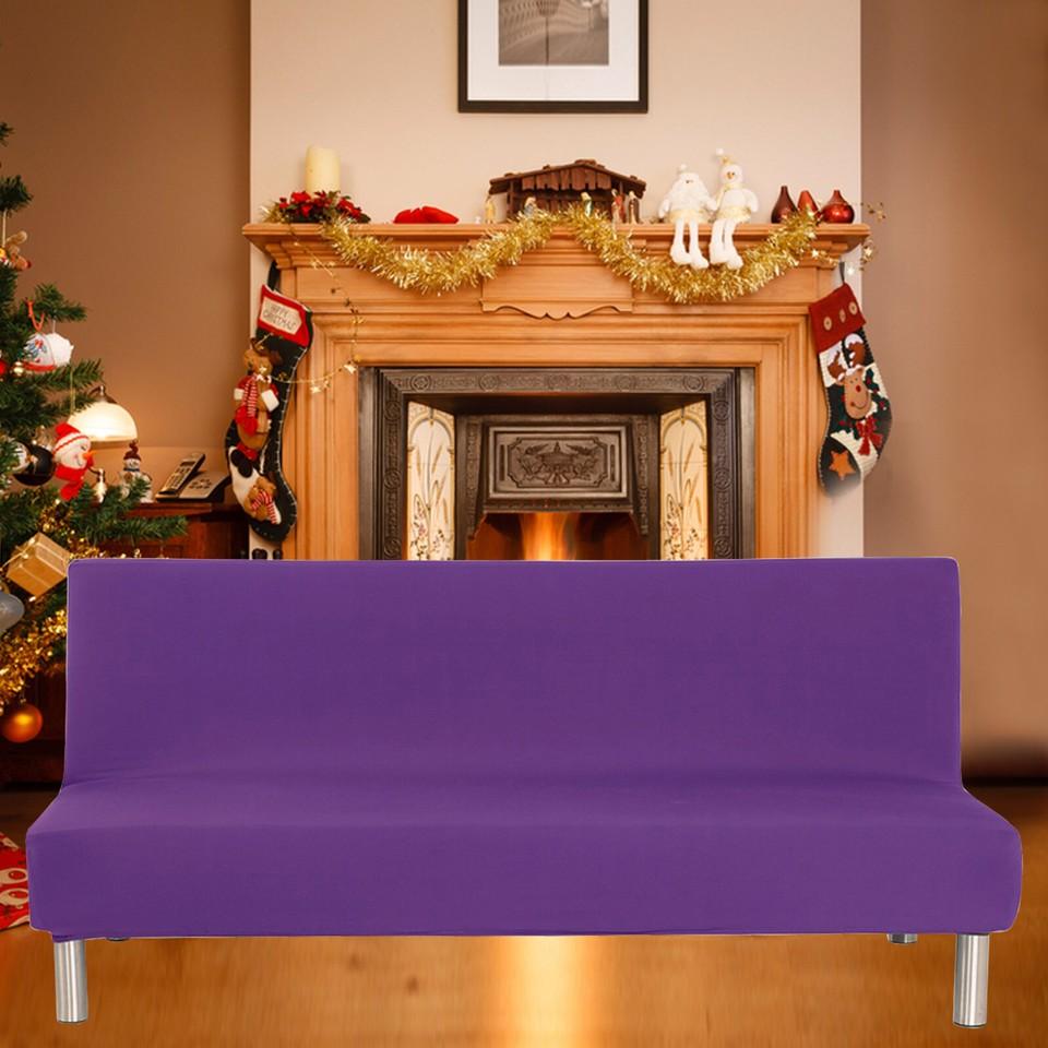 Folding Sofa Bed Cover Polyester Elastic Armless Couch Cover Futon Slipcover Protector